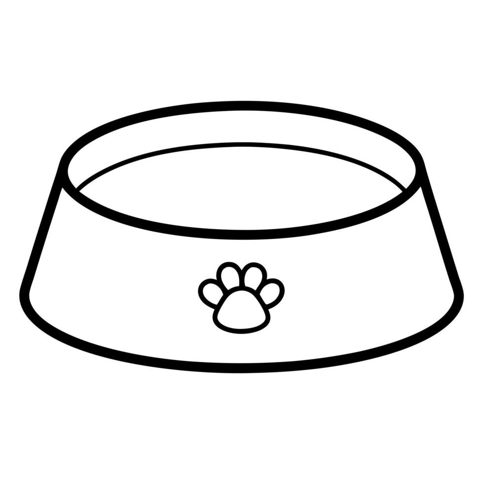 pet food bowl with white background, illustration line art vector