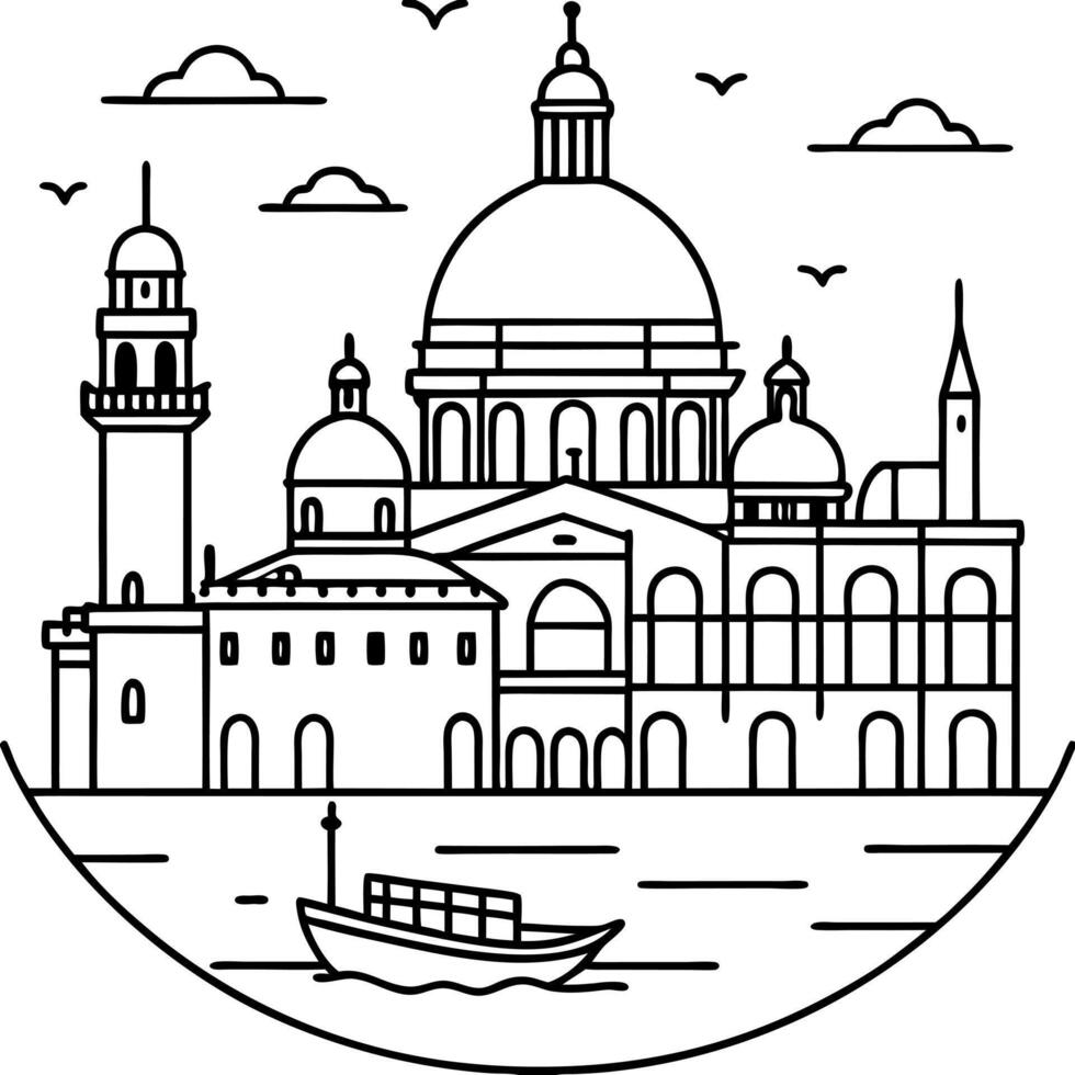 venice, illustration line art vector