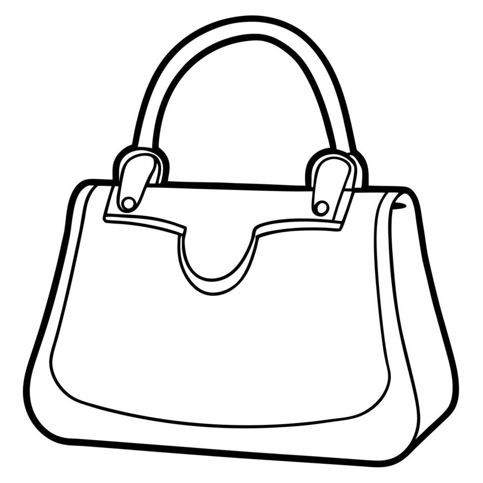 modern fashion women handbag, illustration line art vector