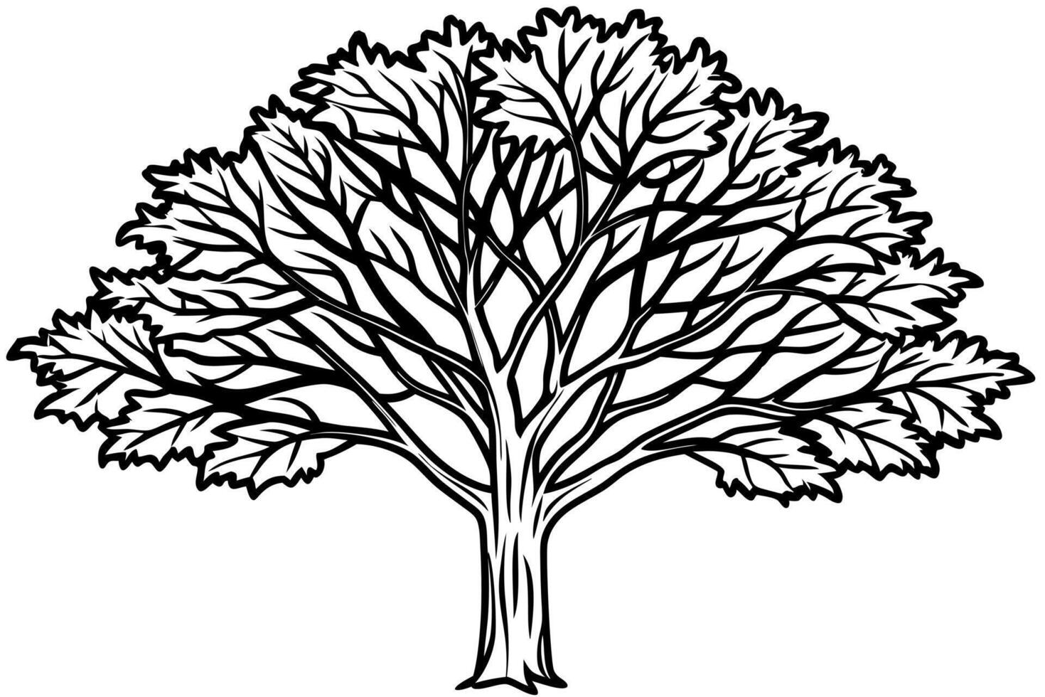 tree silhouette with white background, illustration line art vector