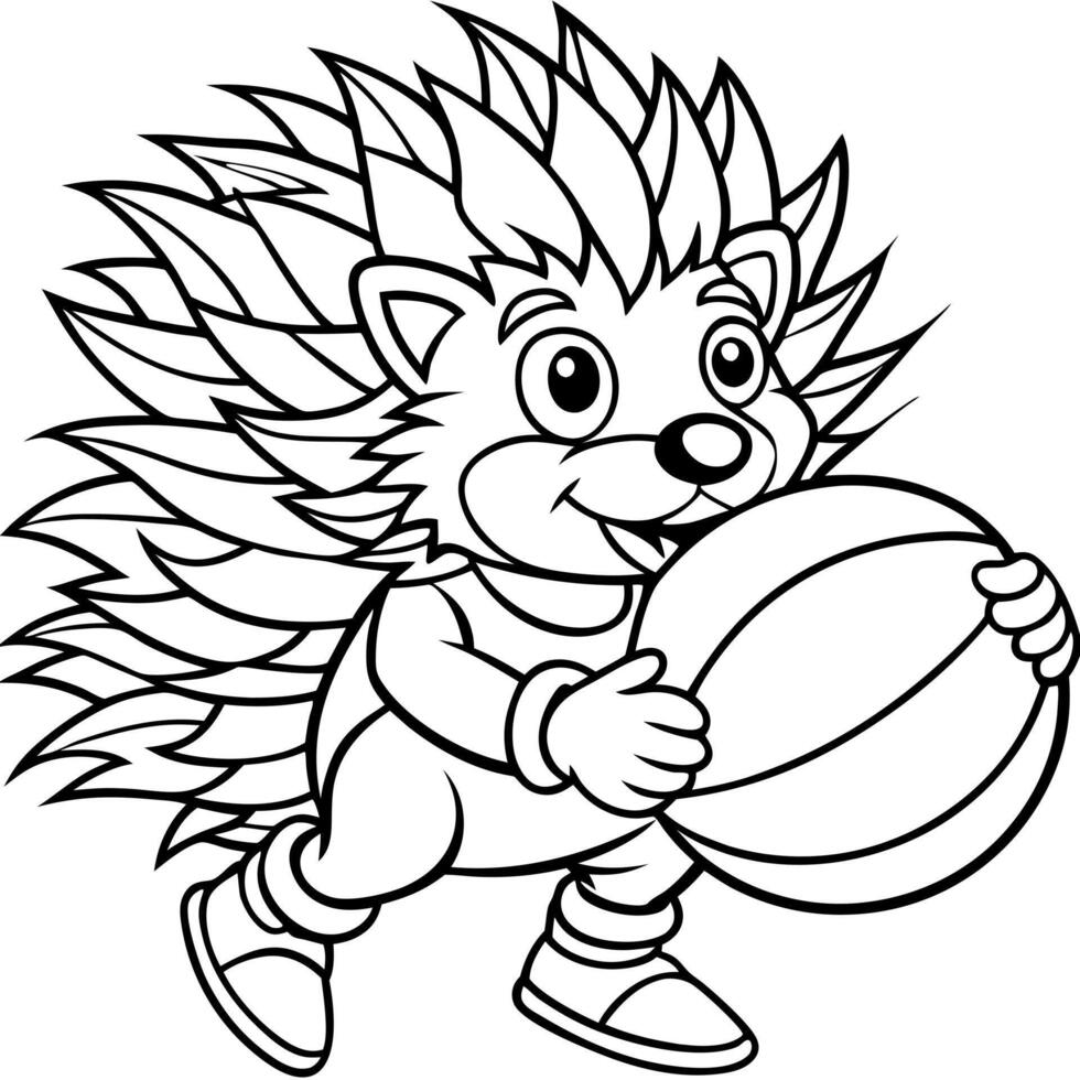 cartoon anime cute style, animalhuman, cute porcupine in a spiky superhero suit with a shield, vector