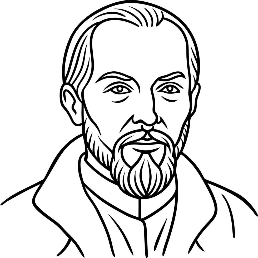 dostoevsky, illustration line art vector