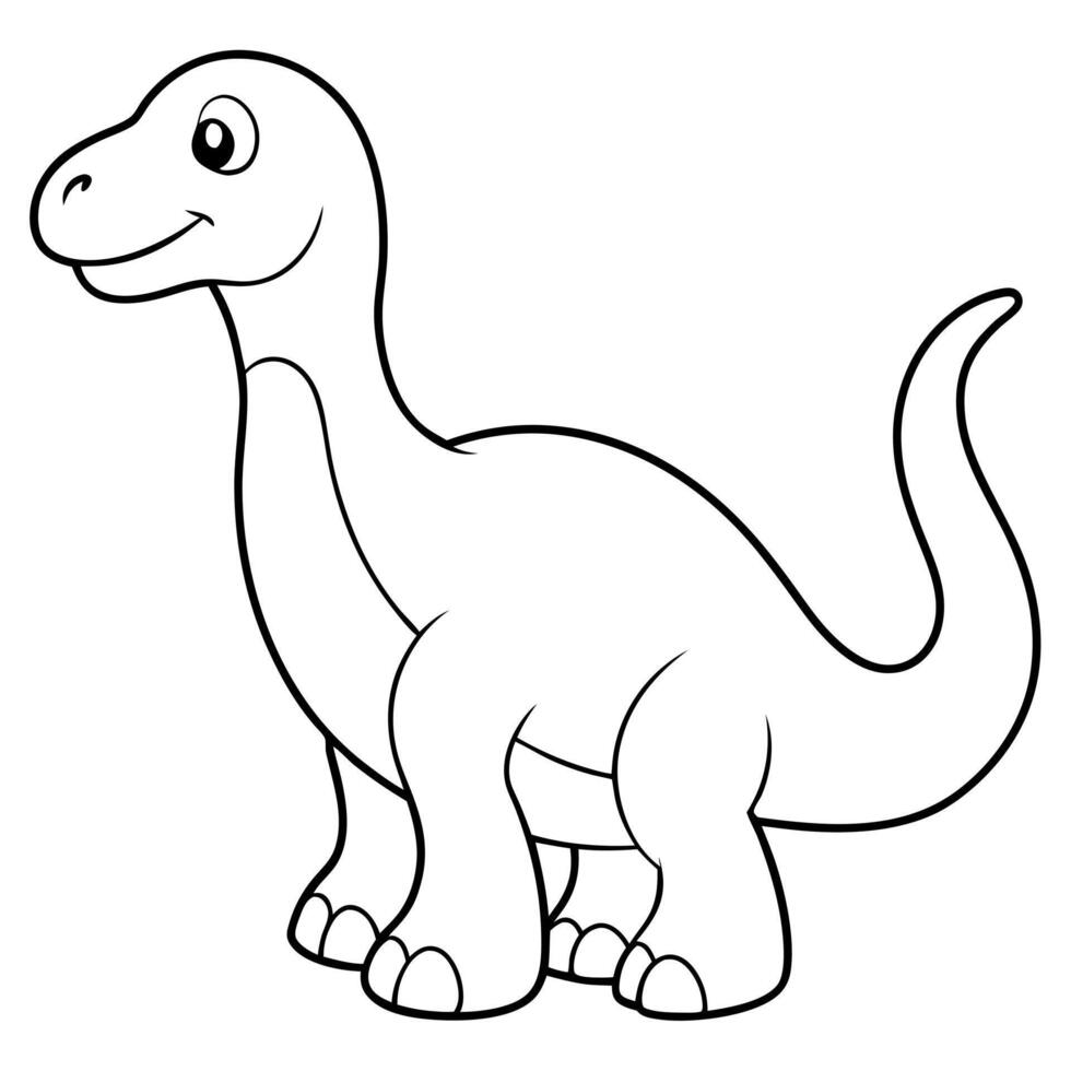 cute dinosaur coloring page shunosaurus, illustration line art vector
