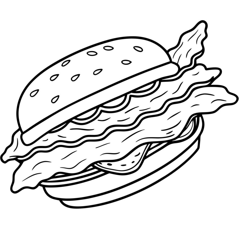 flying burger with bacon isolated on white transparent background, ultra realistic, , vector