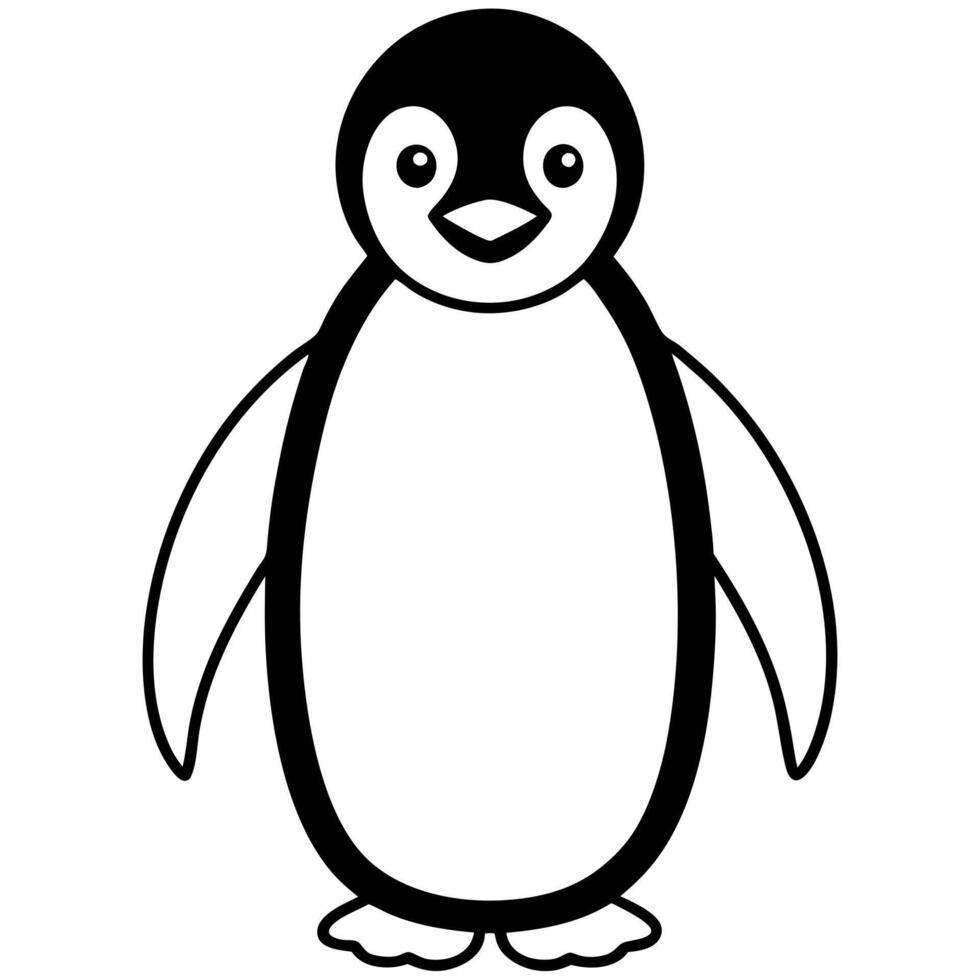 penguin images, illustration line art vector