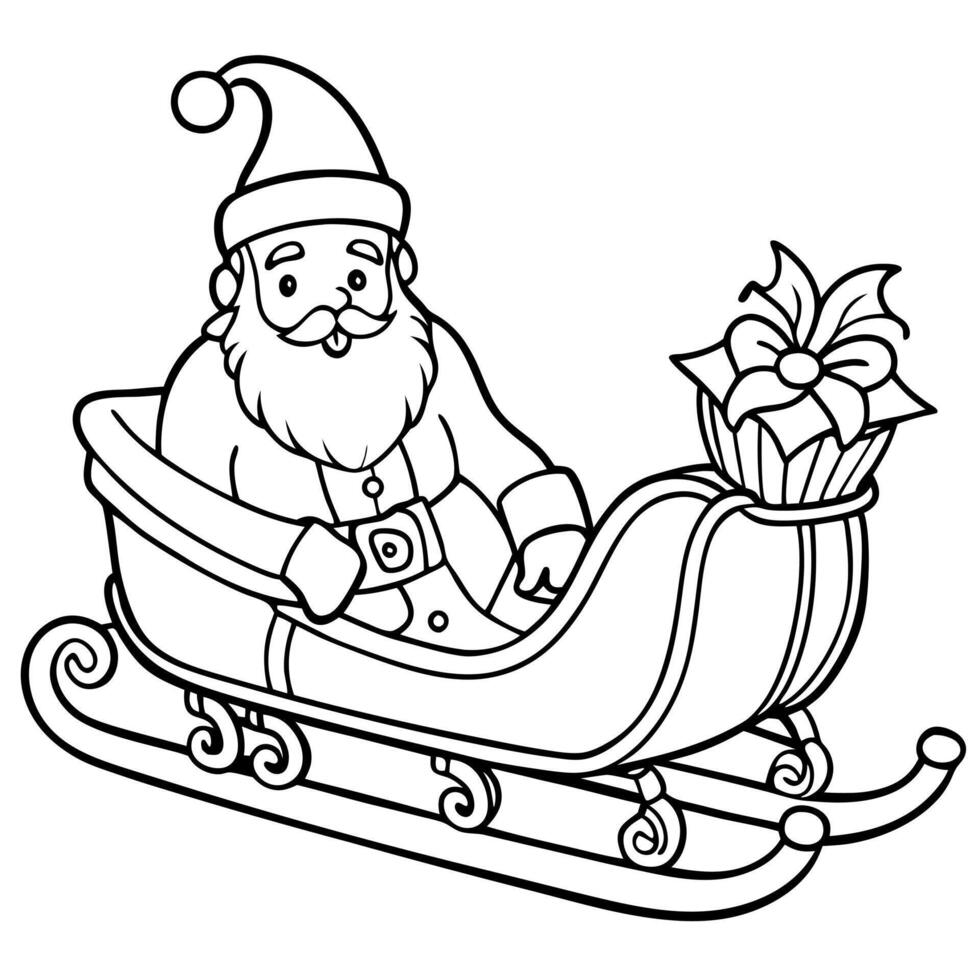 babbo natale su slitta, illustration line art vector