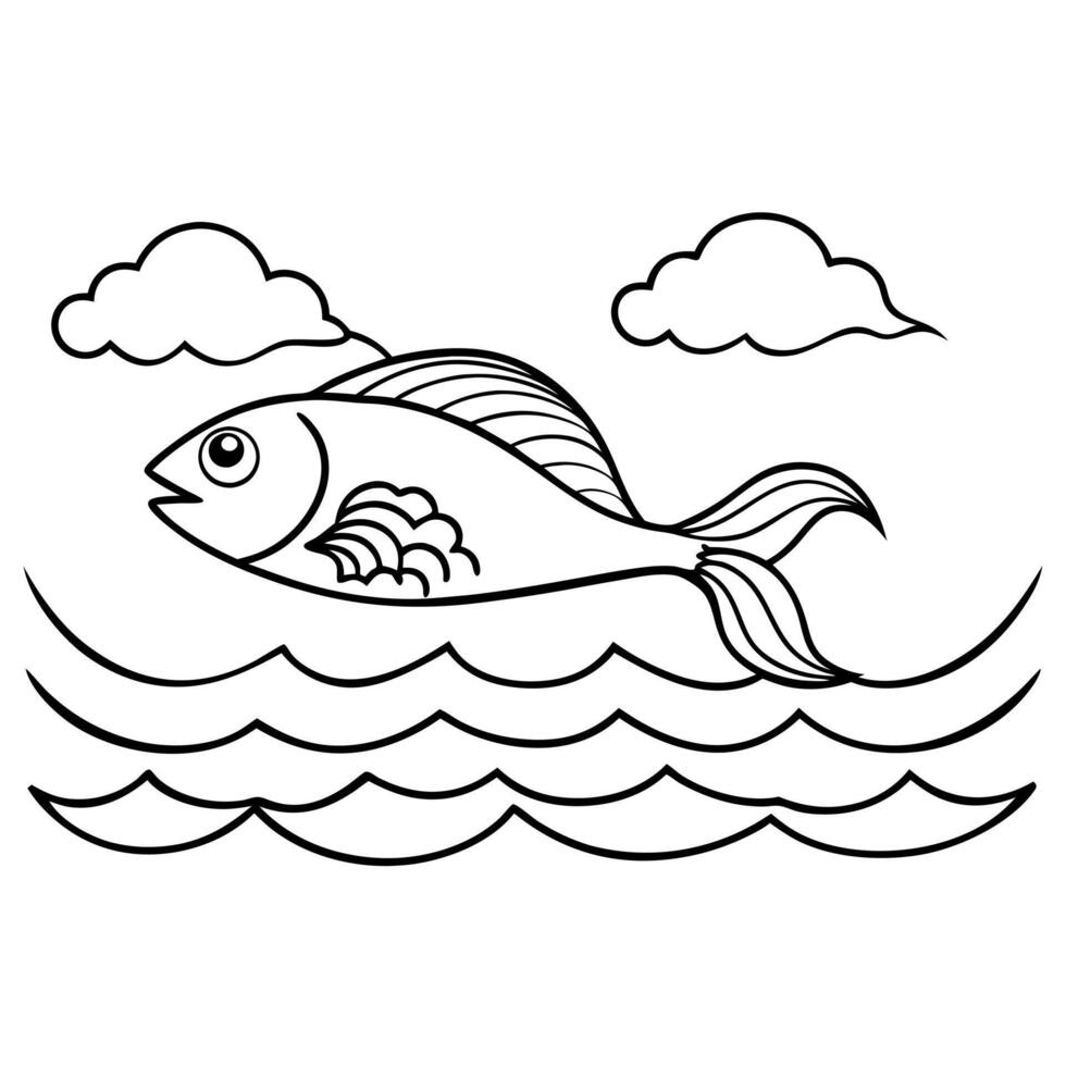sea, illustration line art vector