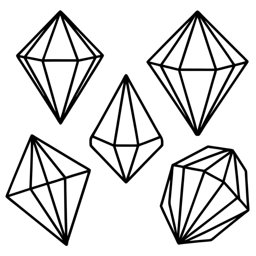 spinel gemstones, illustration line art vector