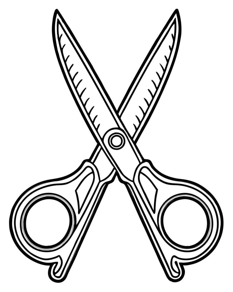 a detailed scissors, illustration line art vector