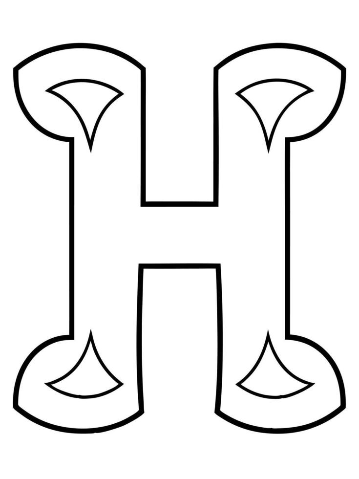 alphabet h coloring worksheets, illustration line art vector