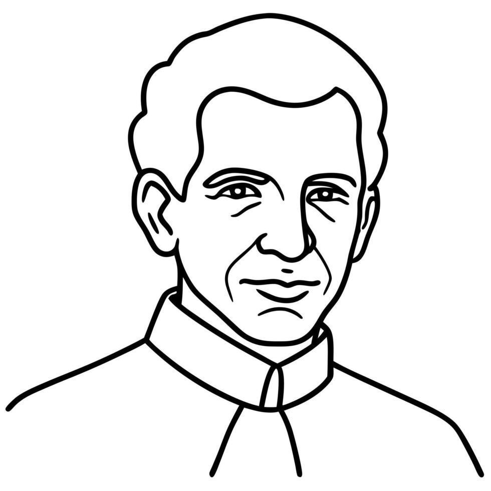 saint john bosco, illustration line art vector