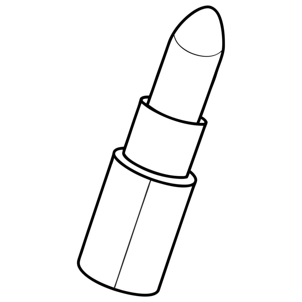 coloring page for kids, simple and easy, lipstick, no extra shapes, bold lines, simple and easy, vector