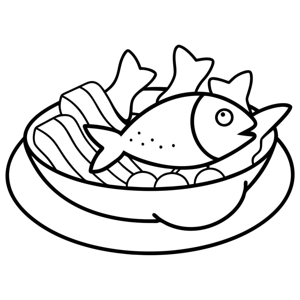 fish and chips, illustration line art vector