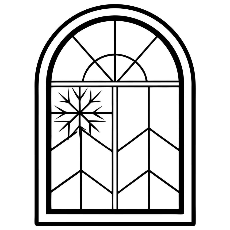 frosty window, illustration line art vector