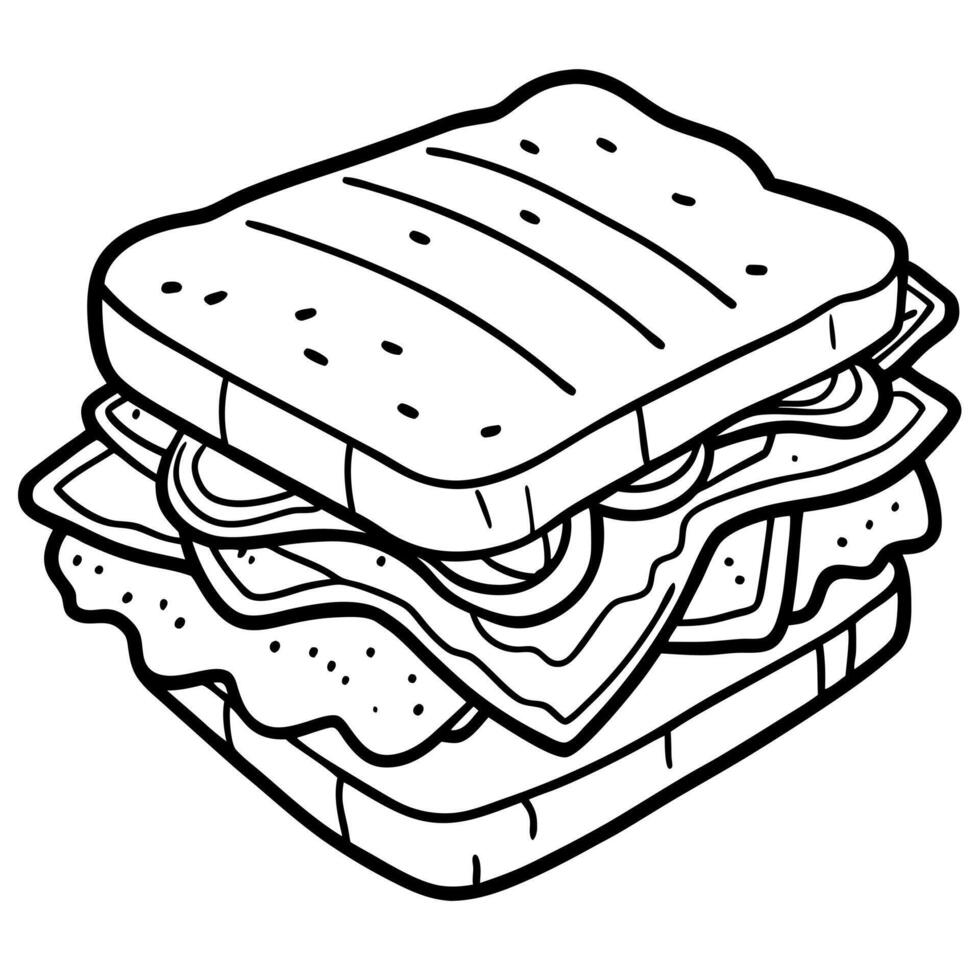 delicious sandwich filled with crispy bacon, grilled chicken, and tasty cheese, served on toasted vector