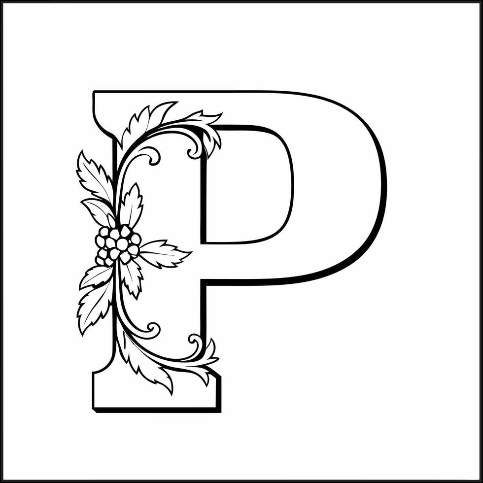 p, illustration line art vector