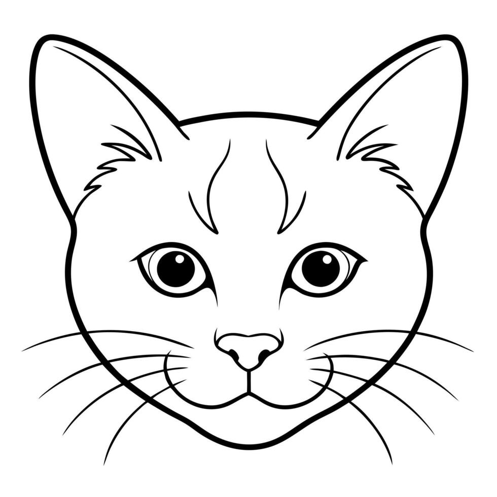 cat face silhouette, illustration line art vector