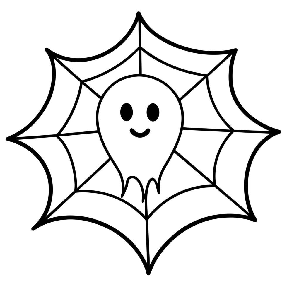 make halloween ghost spider web , illustration line art vector