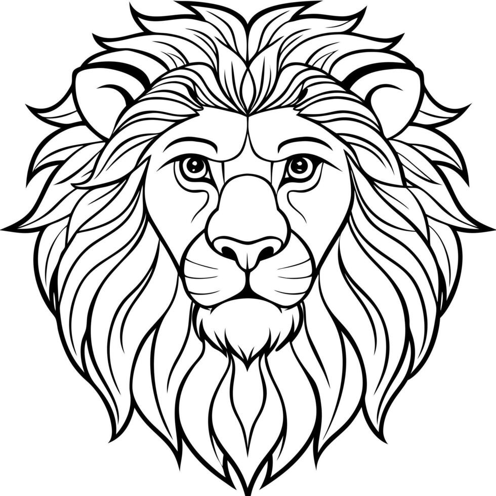 a lion art image withe white background, illustration line art vector