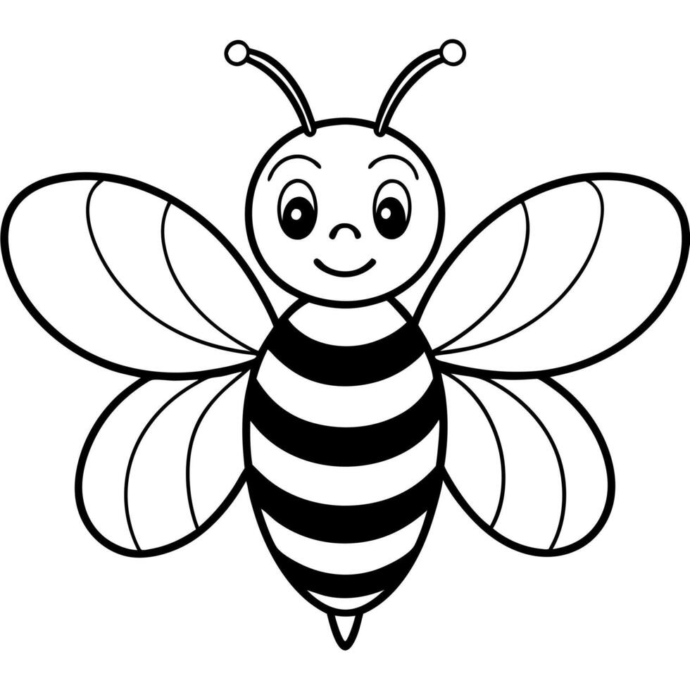 bee illustration, bee line drawing, cute bee, honey bee graphic, illustration line art vector