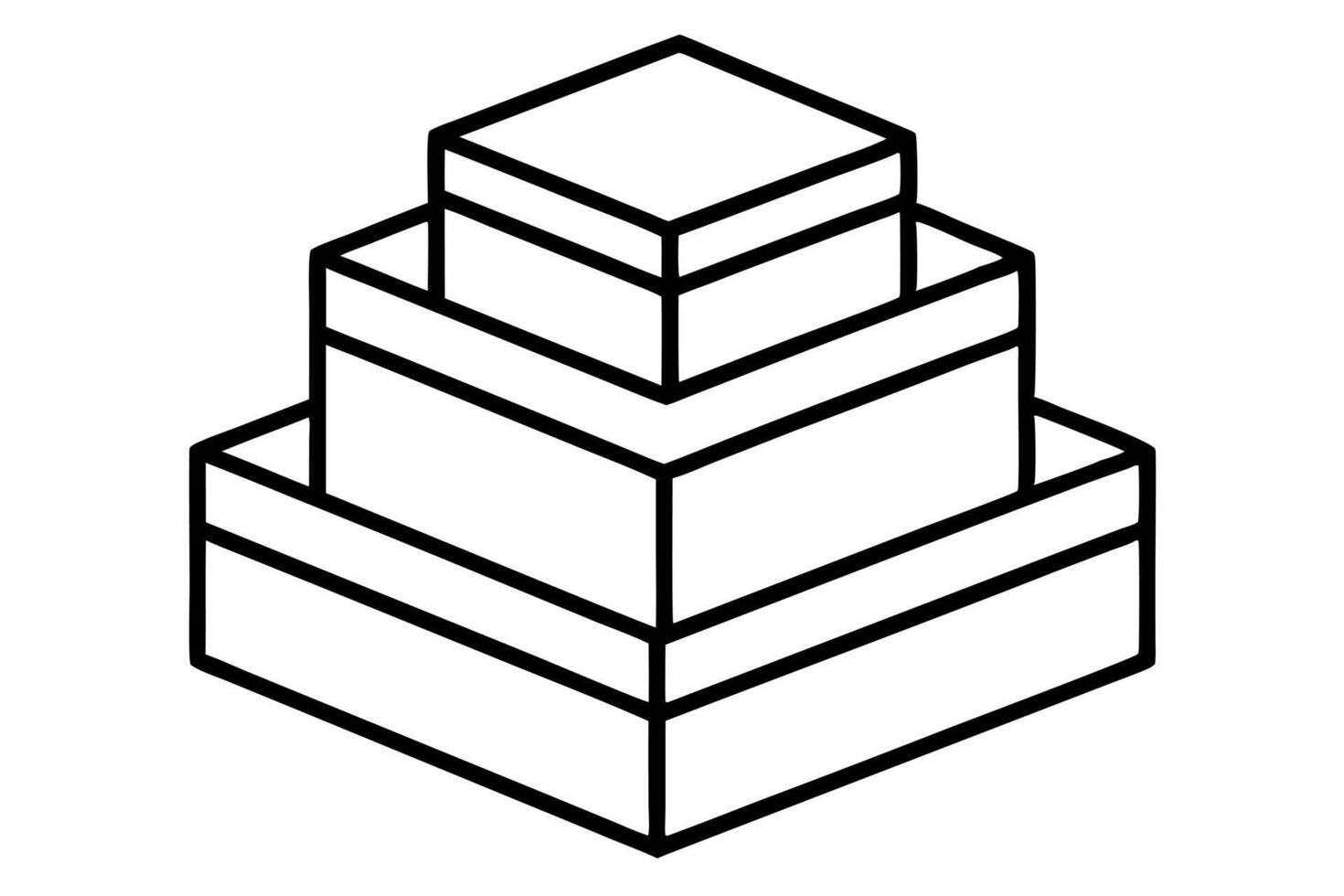 3 boxes stock on top of each other, illustration line art vector