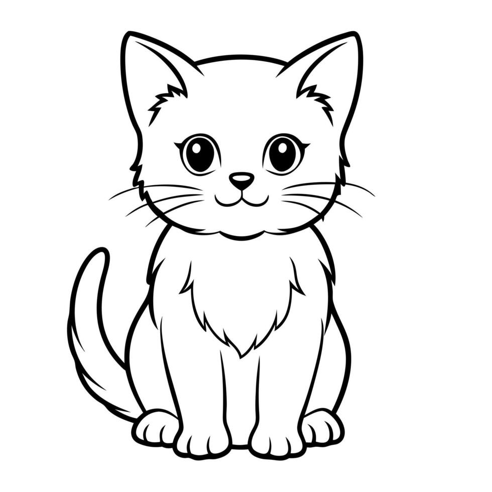cute little kitten, illustration line art vector