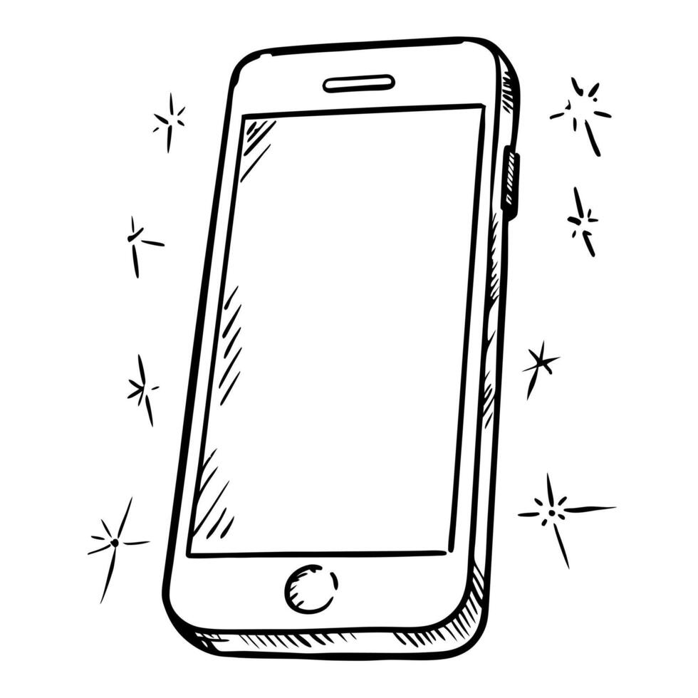 smartphone, illustration line art vector