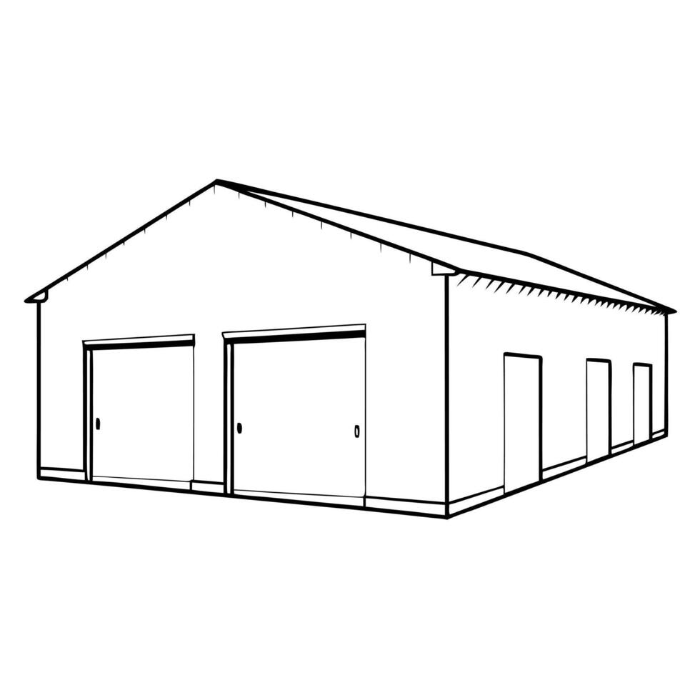 metallic warehouse, illustration line art vector