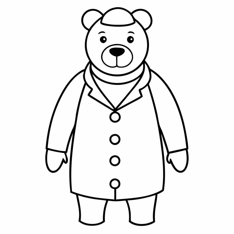 a bear dressed like a doctor, illustration line art vector