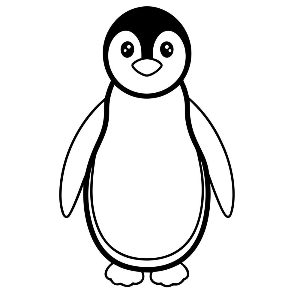 cute penguin, illustration line art vector