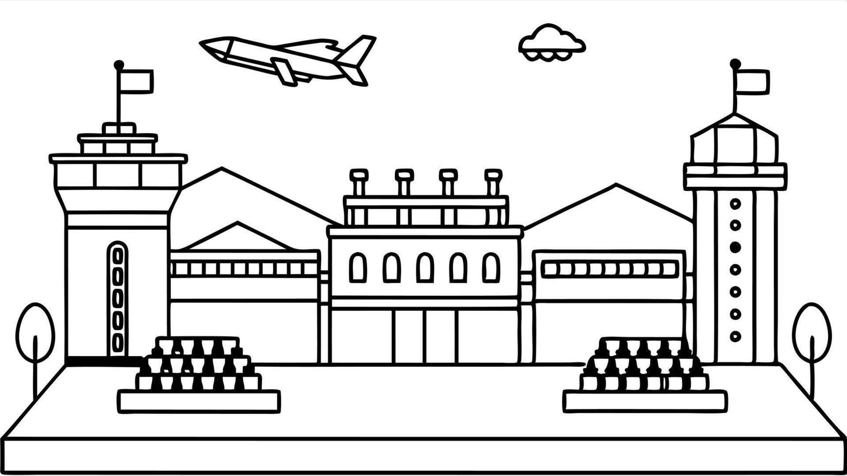 military base, illustration line art vector