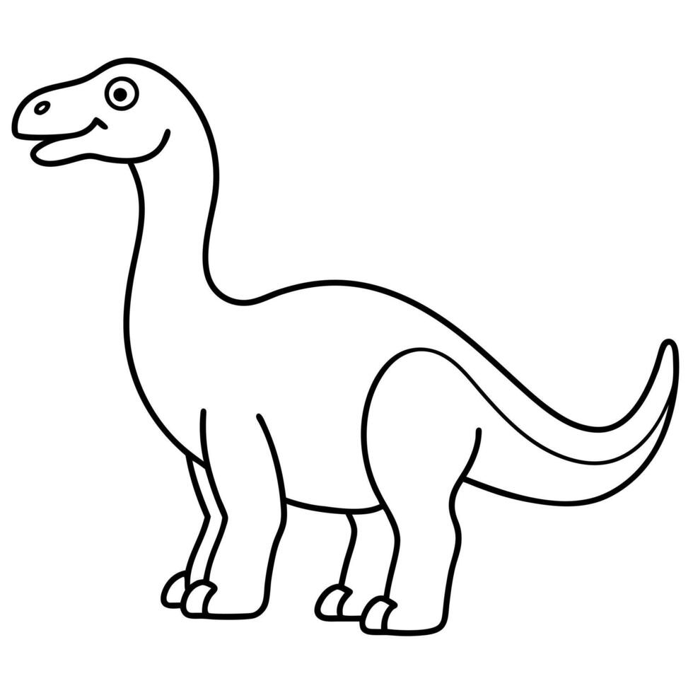 minimalist cartoon dinosaur, illustration line art vector