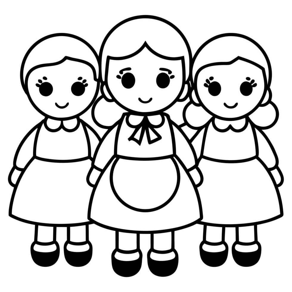 dolls, illustration line art vector