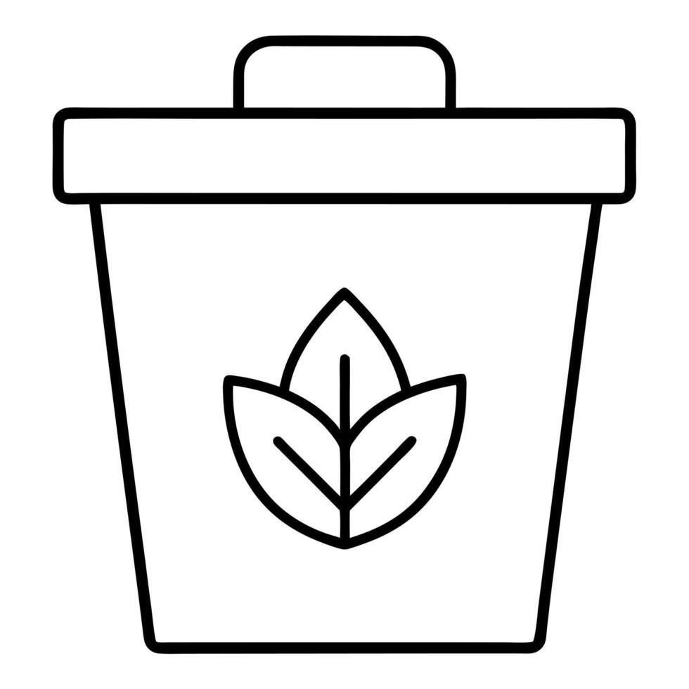 compost bin icon a simple, outlined compost bin icon with a leaf symbol, representing organic waste vector