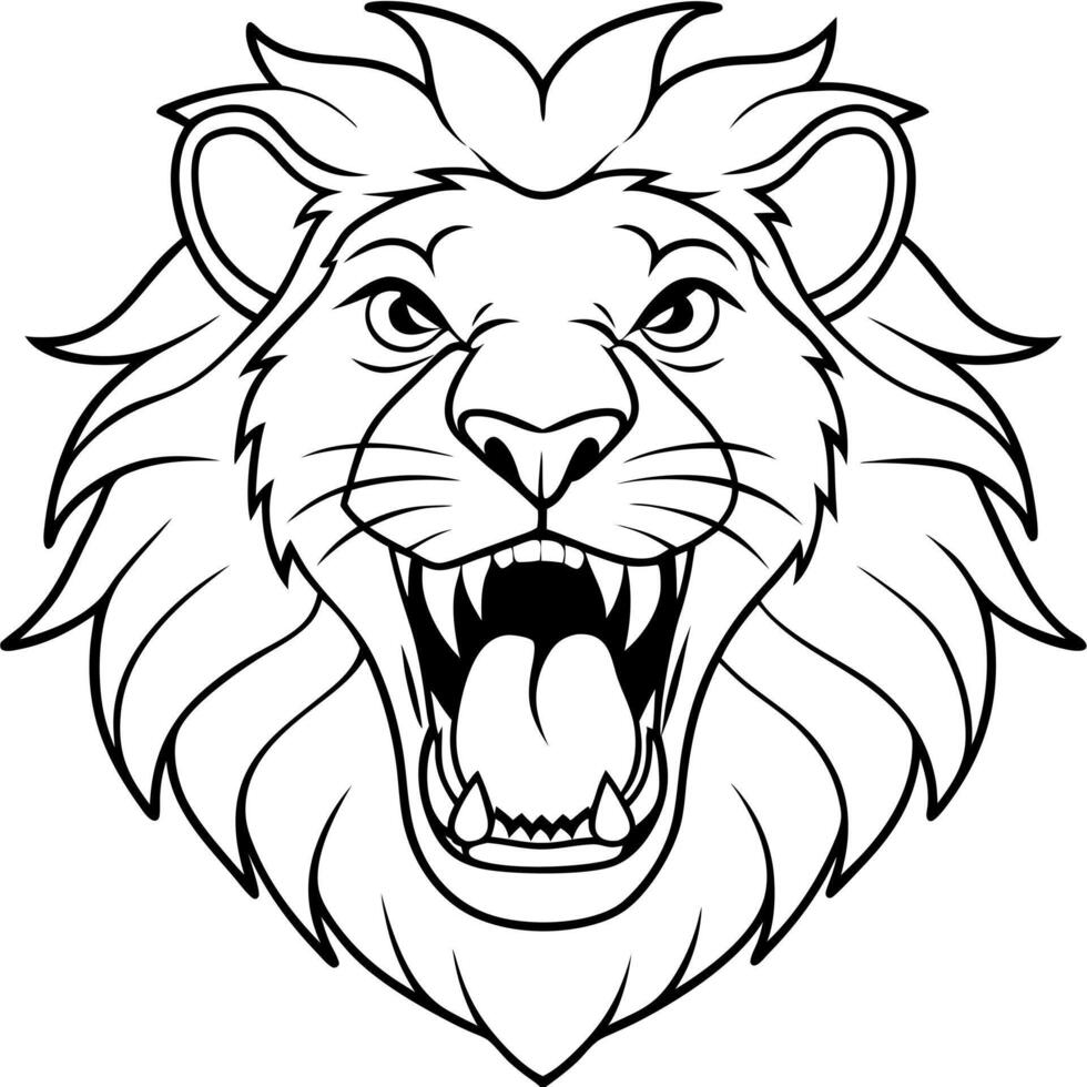 lions roar, illustration line art vector