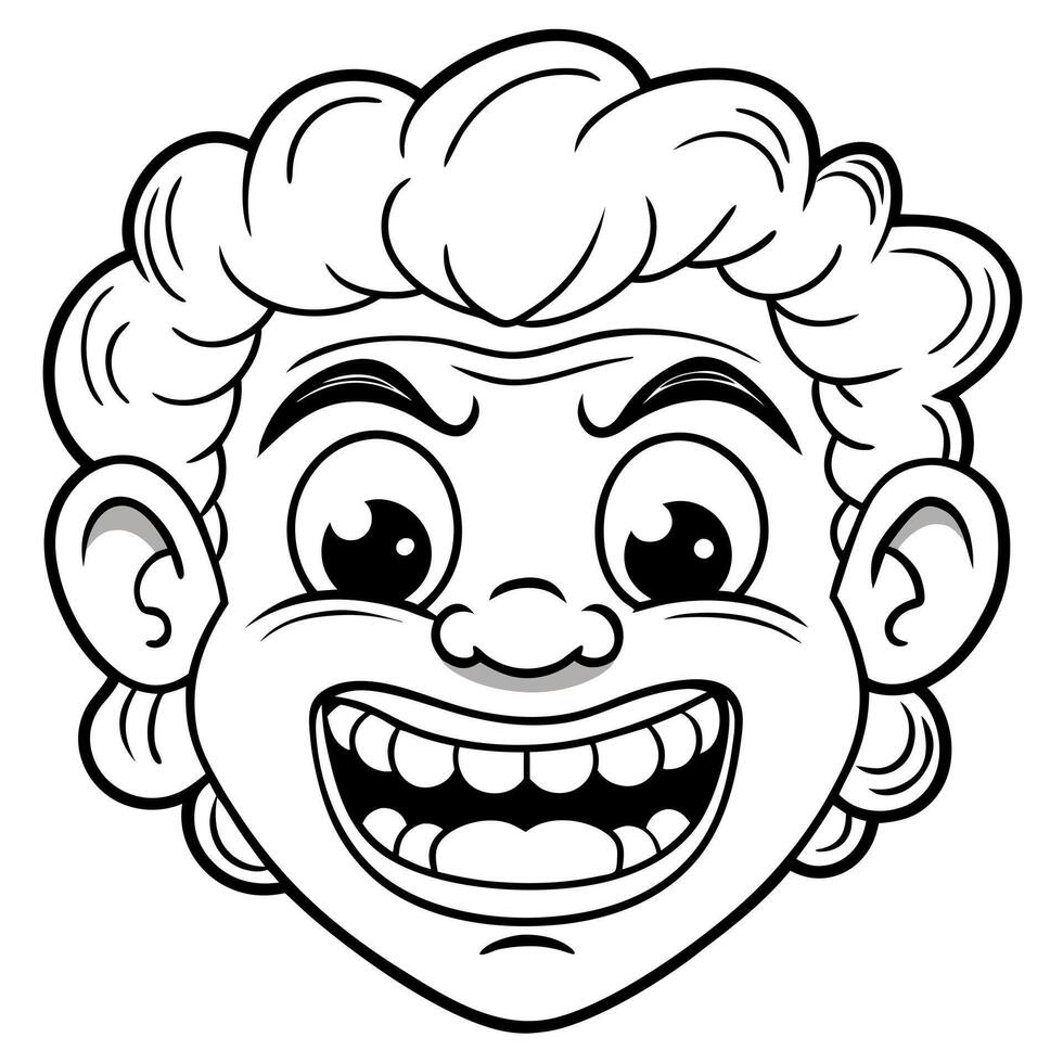 cartoon face expression emotional comic face with eyes, mouths, tongue and teeth concept caricature vector