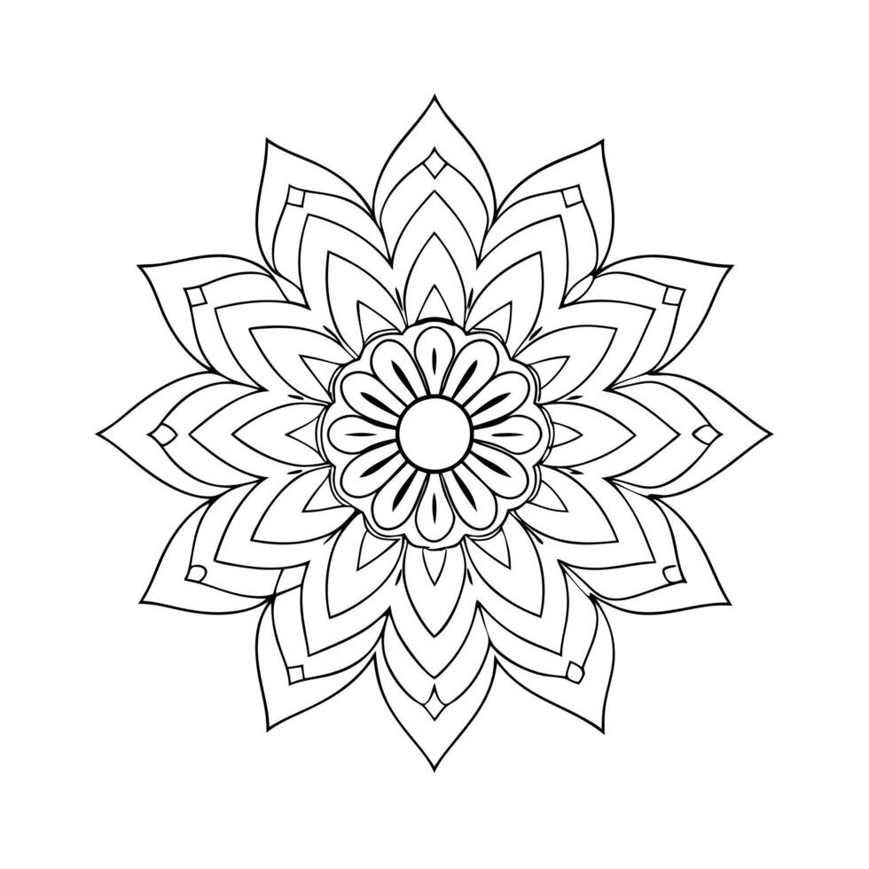 coloring page for adults, mandala design, clean line art, white background, no shading, vector