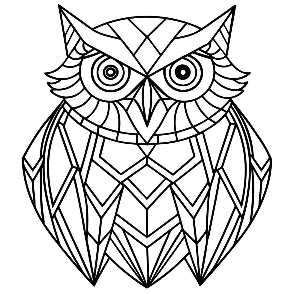 geometric owl , clean lines and curves , art nouveau, illustration line art vector