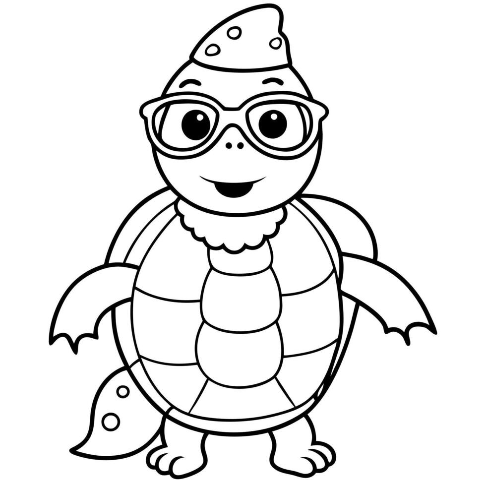 tortuga surfeando con lentes y fondo transparente, halloween theme, cute, and for kids, no vector