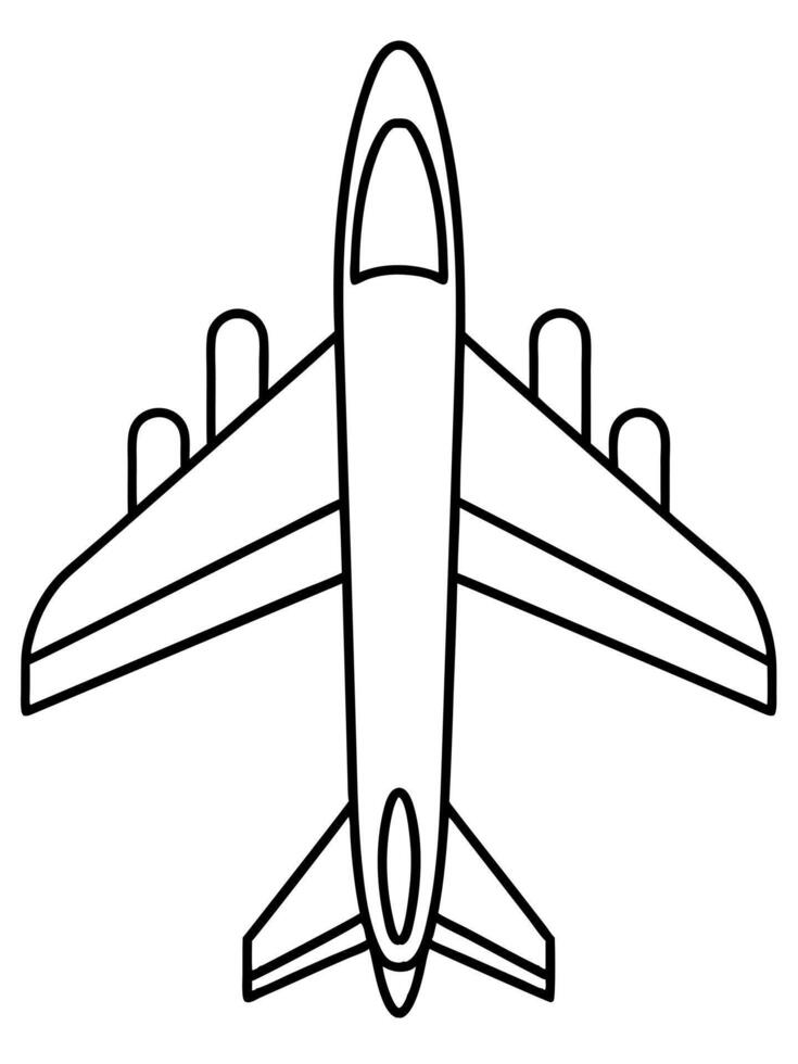 airplane bold outline black and white full seeable for kids good to color, illustration line vector
