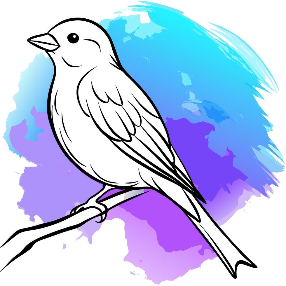 a 3d render of a minimalist watercolor painting of a bird perched on a branch the bird has a soft vector