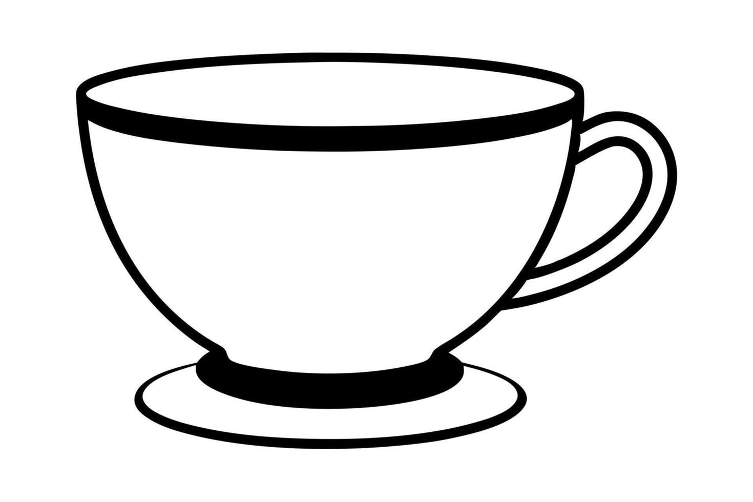 a cup silhouette on white backgrount, illustration line art vector