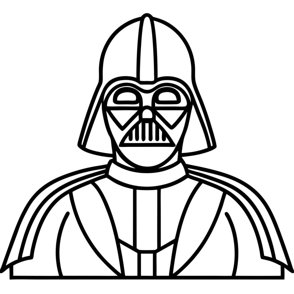 a drawing of darth vader, illustration line art vector