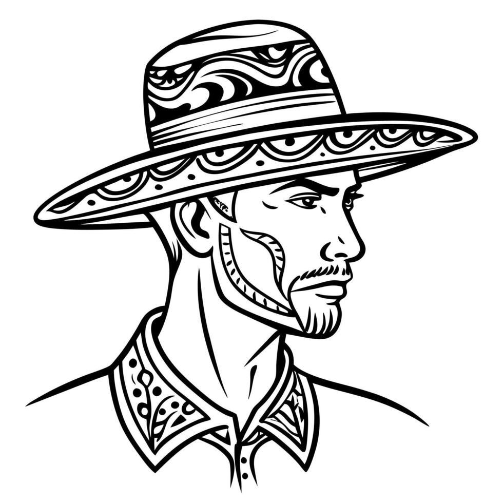 Mexican man in hat vector