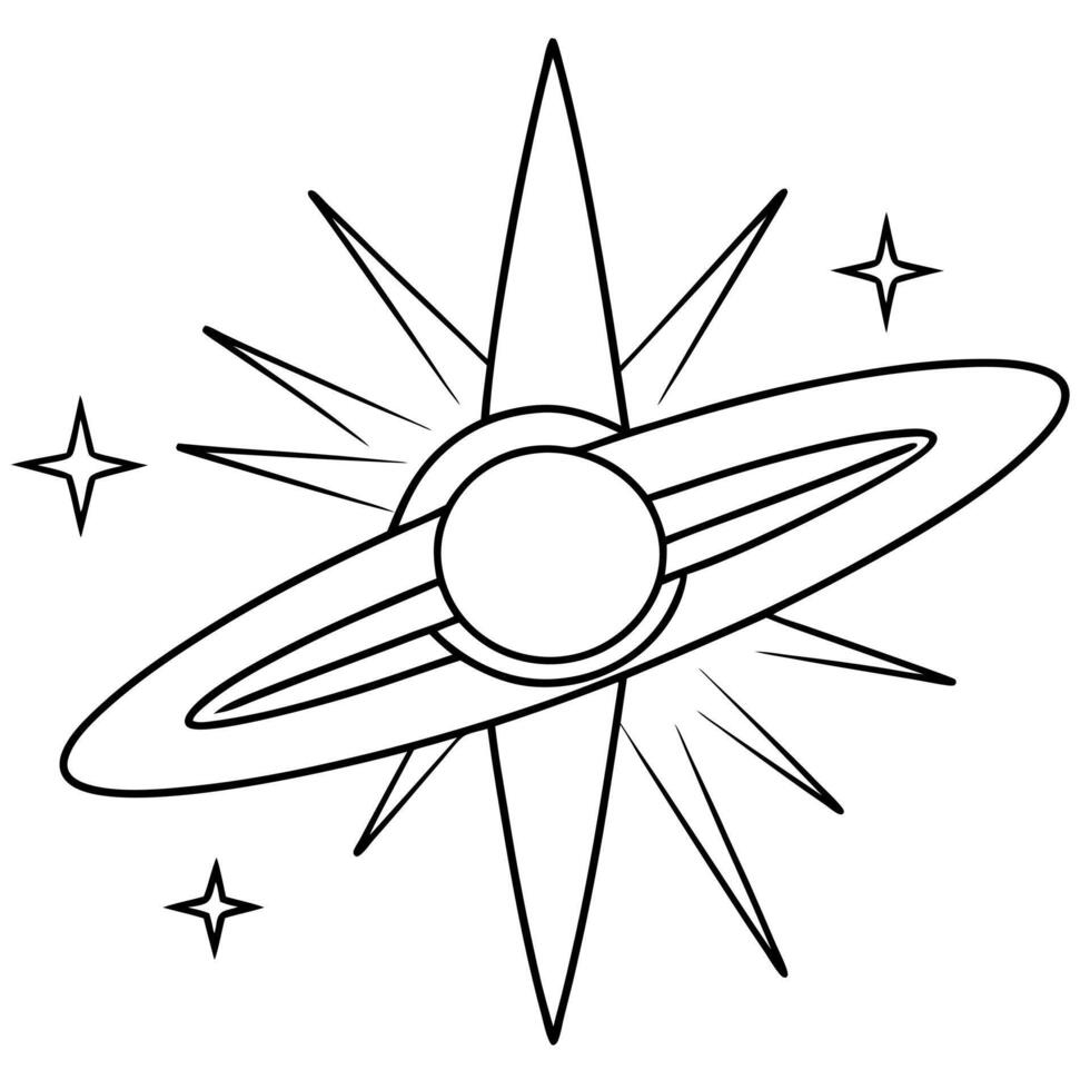 A black and white drawing of a saturn ring vector