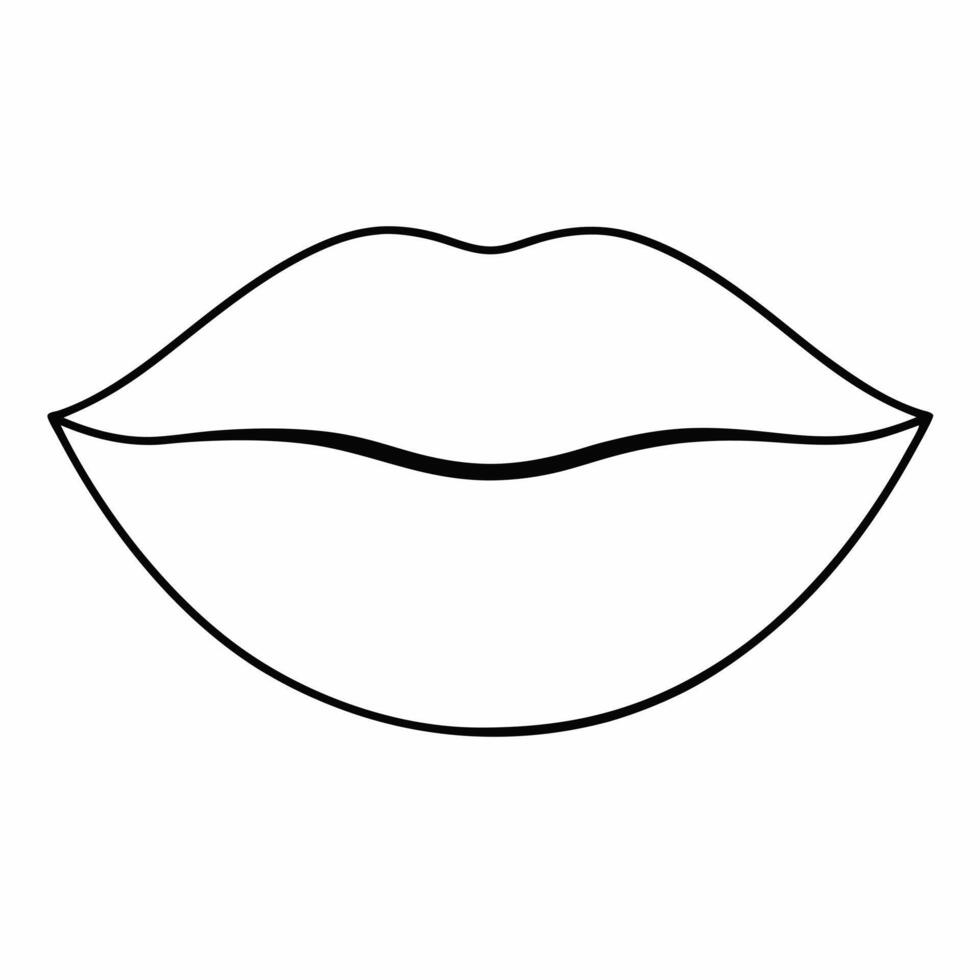 A black and white drawing of a woman's lips vector