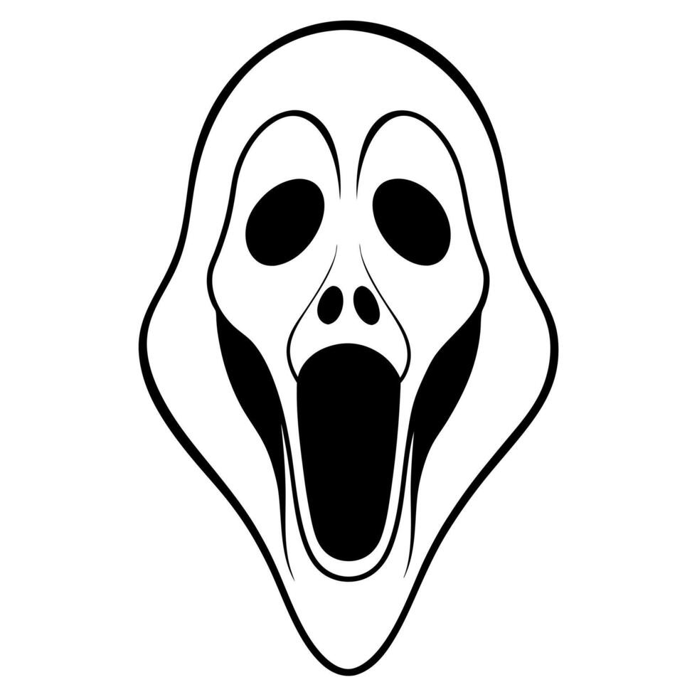A black and white ghost face with open mouth vector