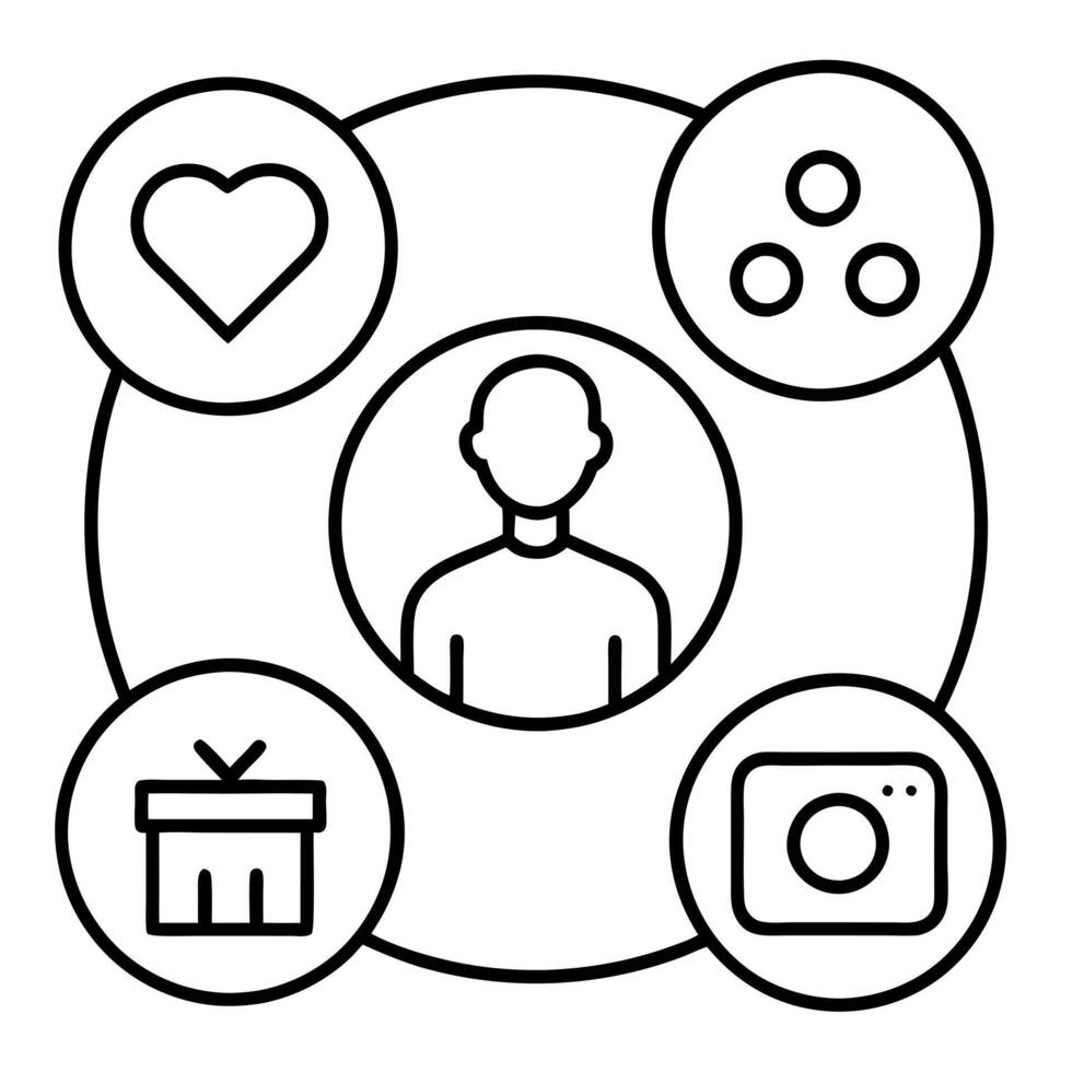 A circle with icons for social media vector