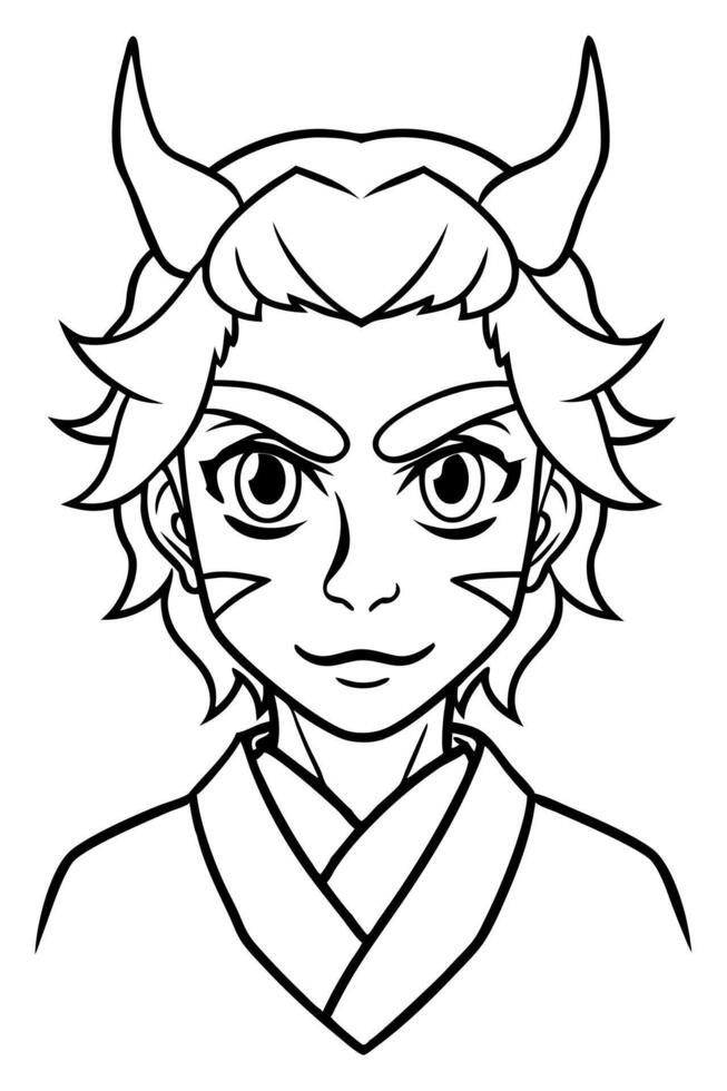 An anime character with horns on his head vector