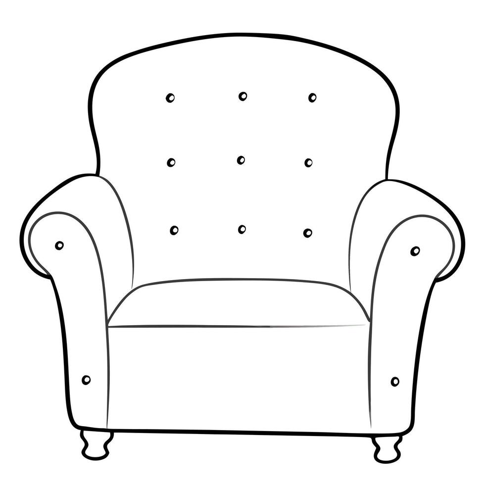 A chair with a black and white outline vector